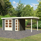 Abri de jardin en bois massif gris terre 7,43m² Kerko 5 avec appentis 240cm – Karibu Ma boutique